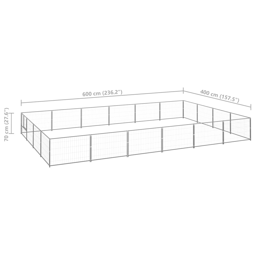 Dog pen, silver, 24 m², steel