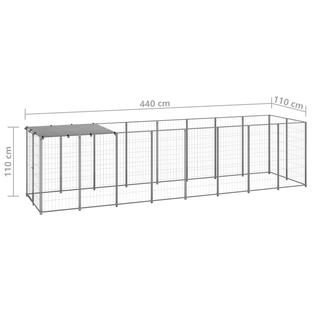 Dog pen, silver, 4.84 m², steel