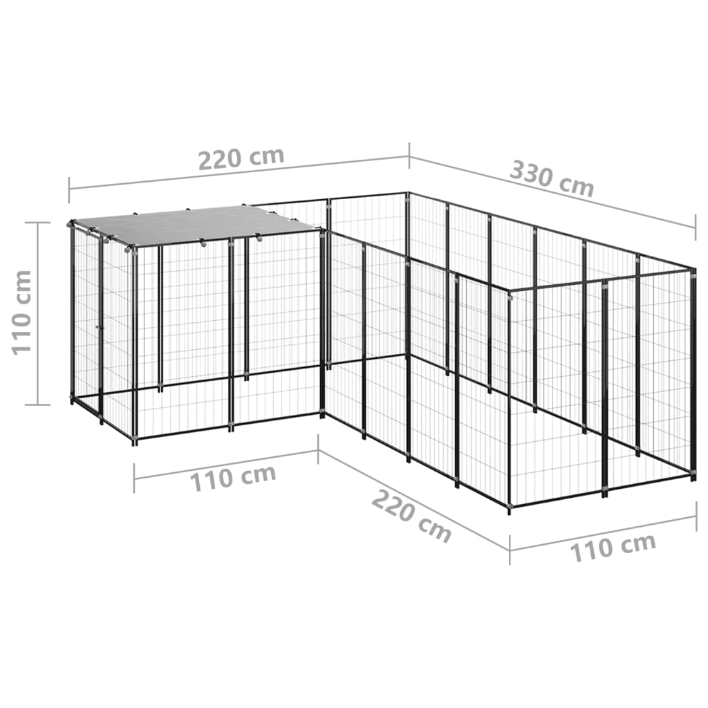 Dog paddock, black, 4.84 m², steel