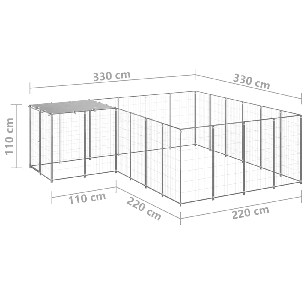 Dog pen, silver, 8.47 m², steel