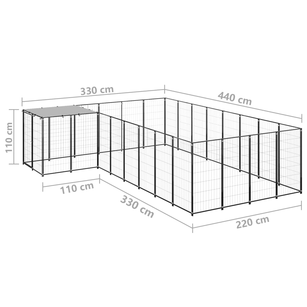Dog paddock, black, 10.89 m², steel