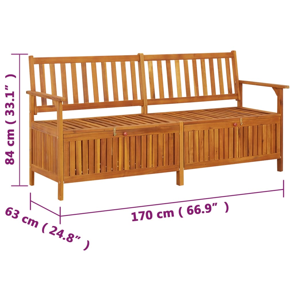 Bancă de depozitare , 170 cm, lemn masiv de acacia