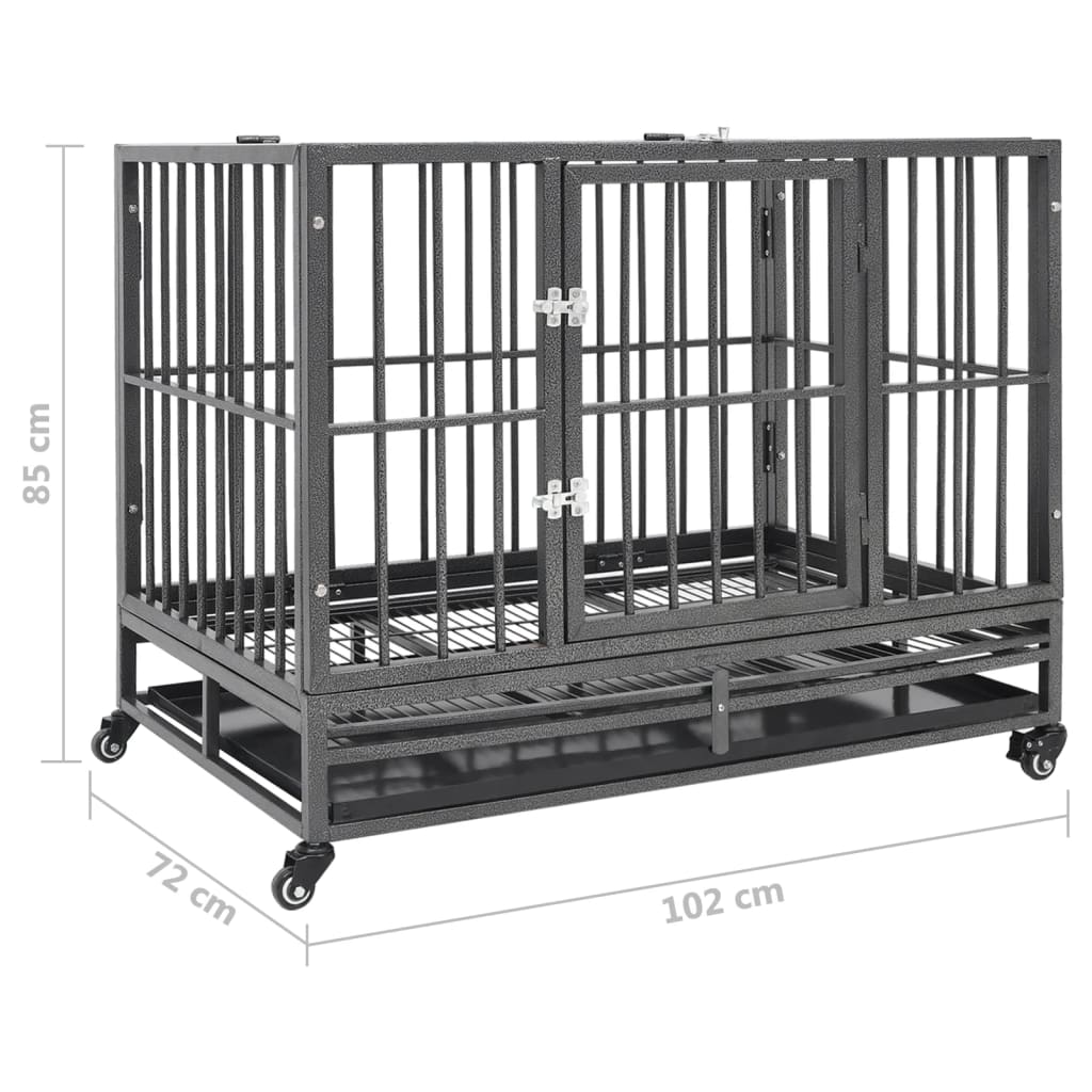 Dog cage with wheels, 102x72x85 cm, steel