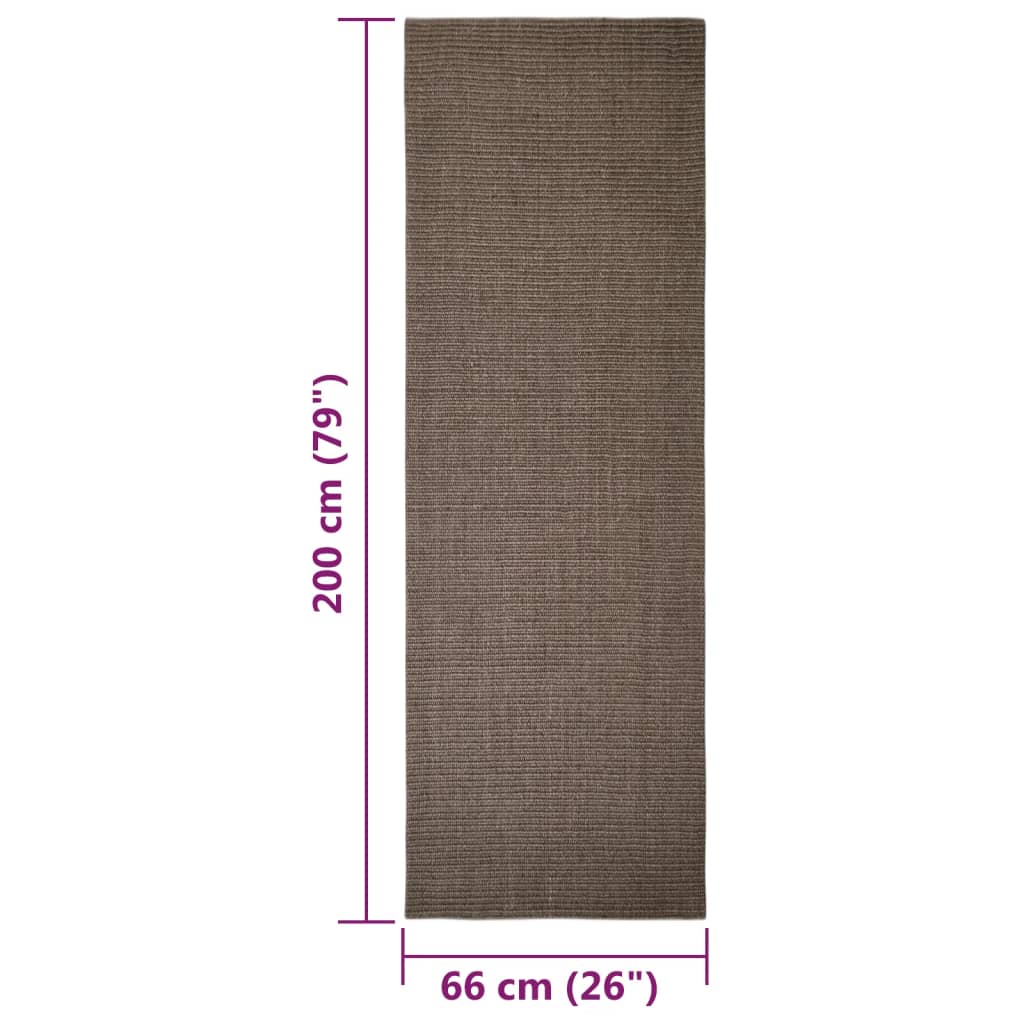 Natural sisal carpet, brown, 66x200 cm