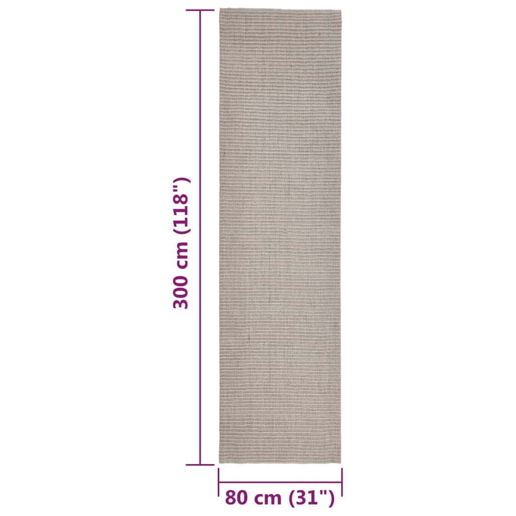 Covor din sisal natural, nisipiu, 80x300 cm