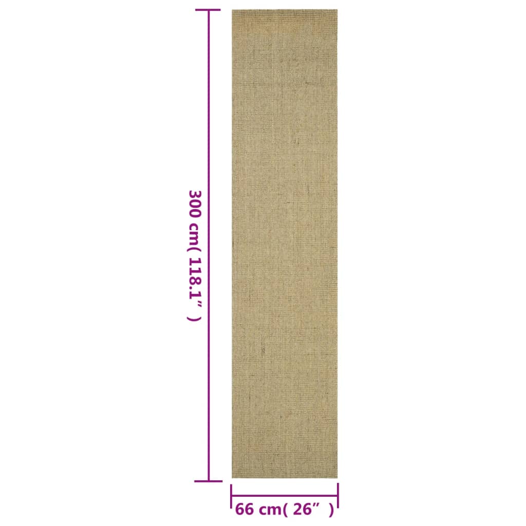 Natural sisal carpet, green, 66x300 cm