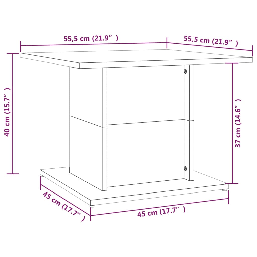 Coffee table, white, 55.5x55.5x40 cm, chipboard