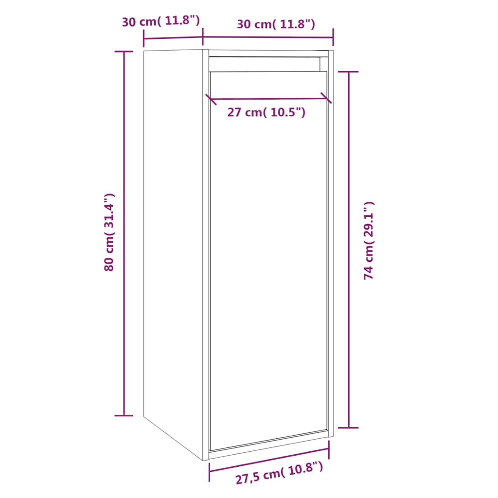 Wall cabinets 2 pcs. black 30x30x80 cm solid pine wood