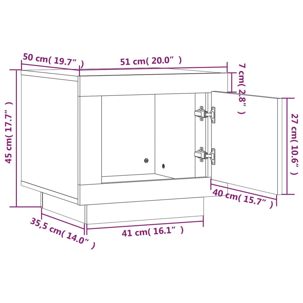 Coffee table, white, 51x50x45 cm, processed wood