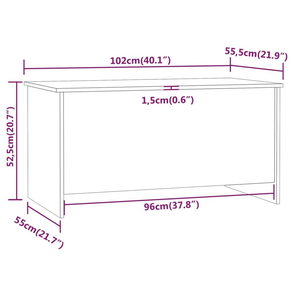 Coffee table, brown oak, 102x55.5x52.5 cm, processed wood