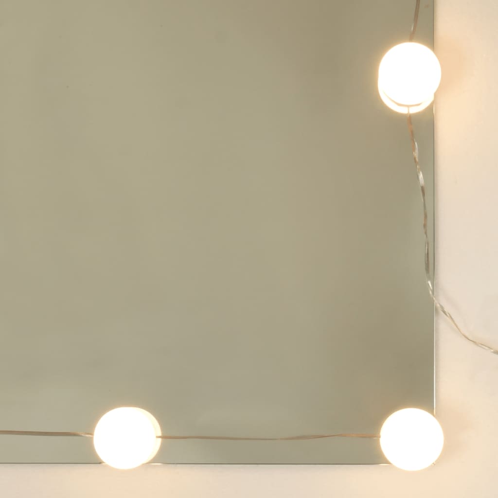 Cabinet with mirror and LED, smoky oak, 76x15x55 cm