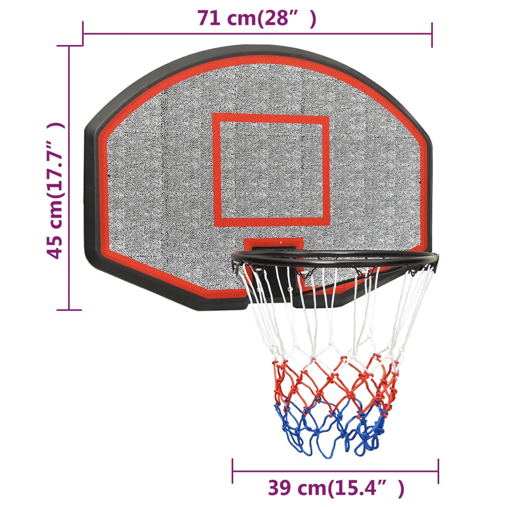 Basketball board, black, 71x45x2 cm, polyethylene
