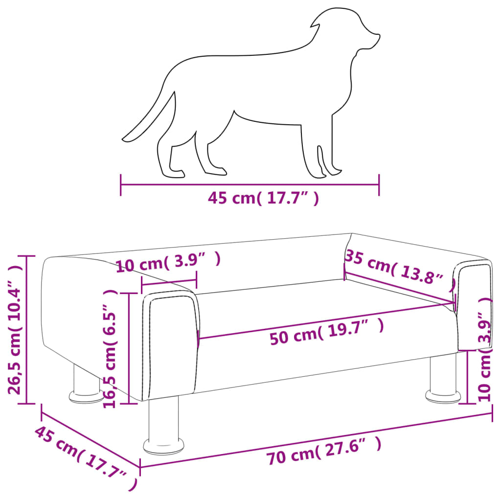 Dog bed, brown, 70x45x26.5 cm, velvet