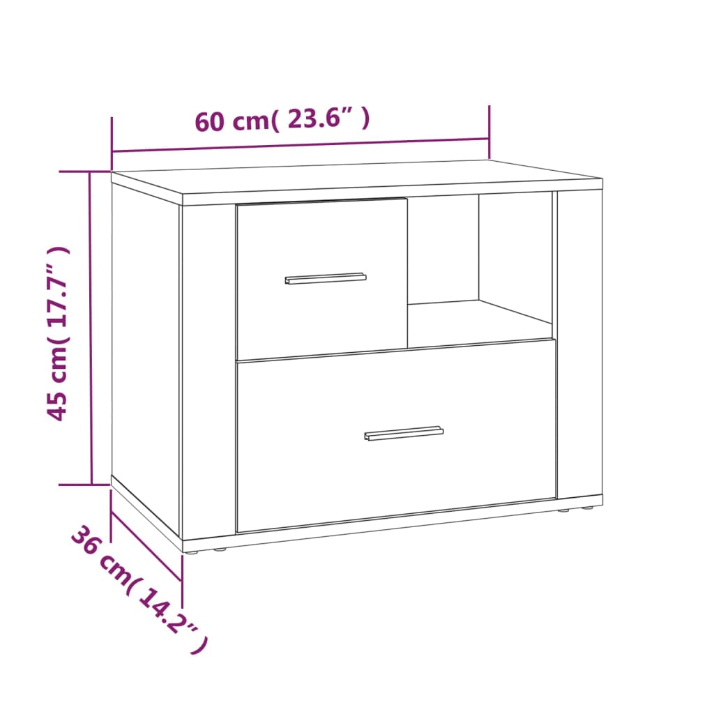 Bedside table, smoky oak, 60x36x45 cm, composite wood