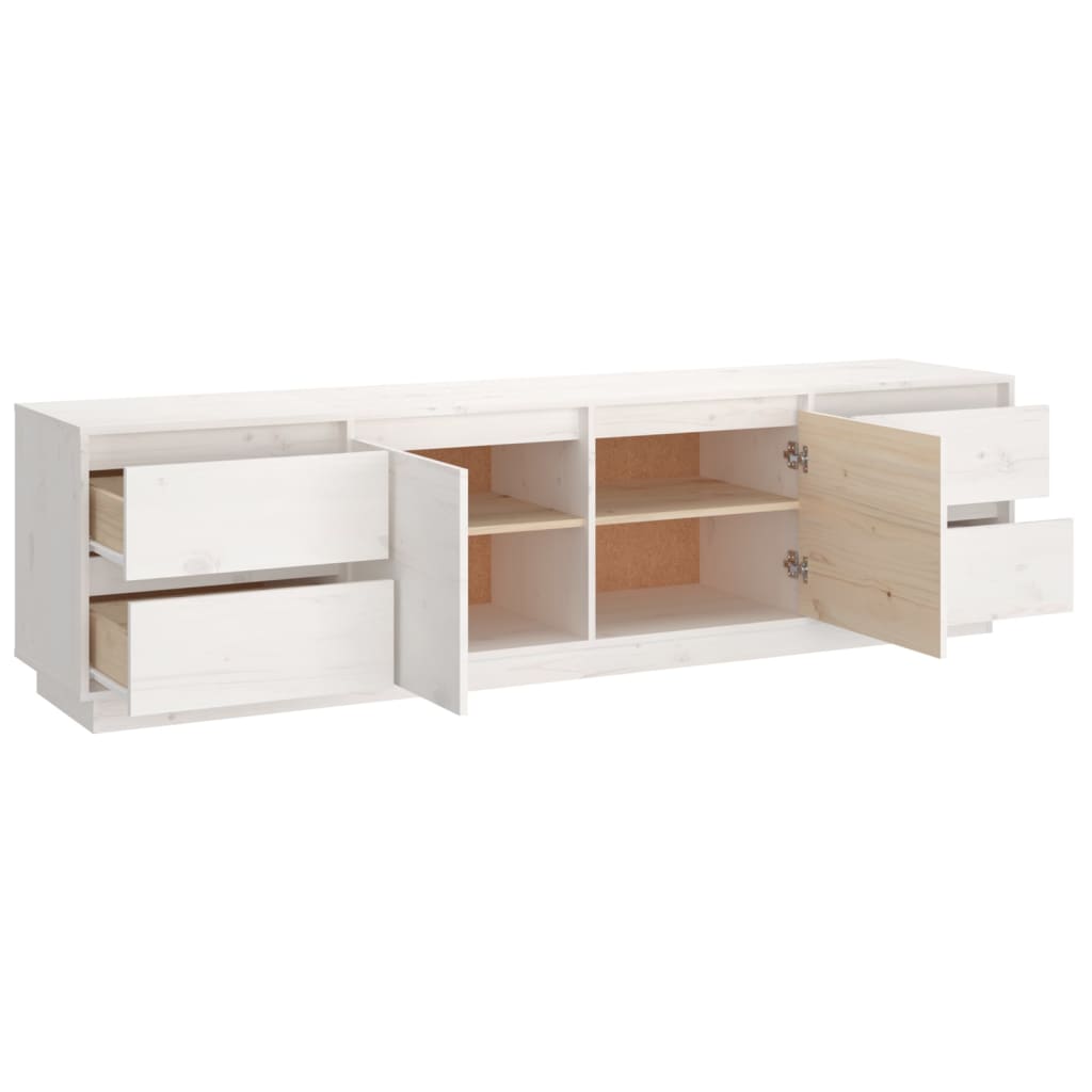 Comodă TV, alb, 176x37x47,5 cm, lemn masiv de pin