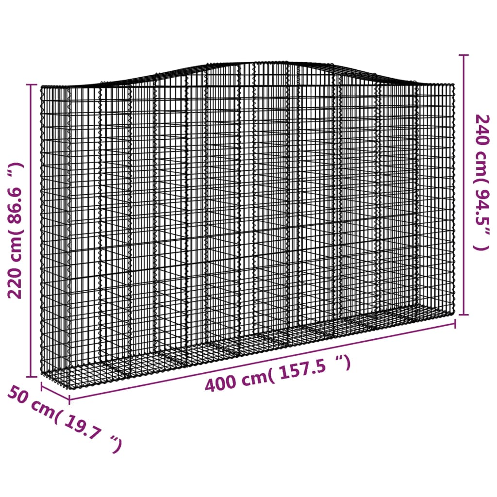 Coș gabion arcuit 400x50x220/240 cm fier galvanizat