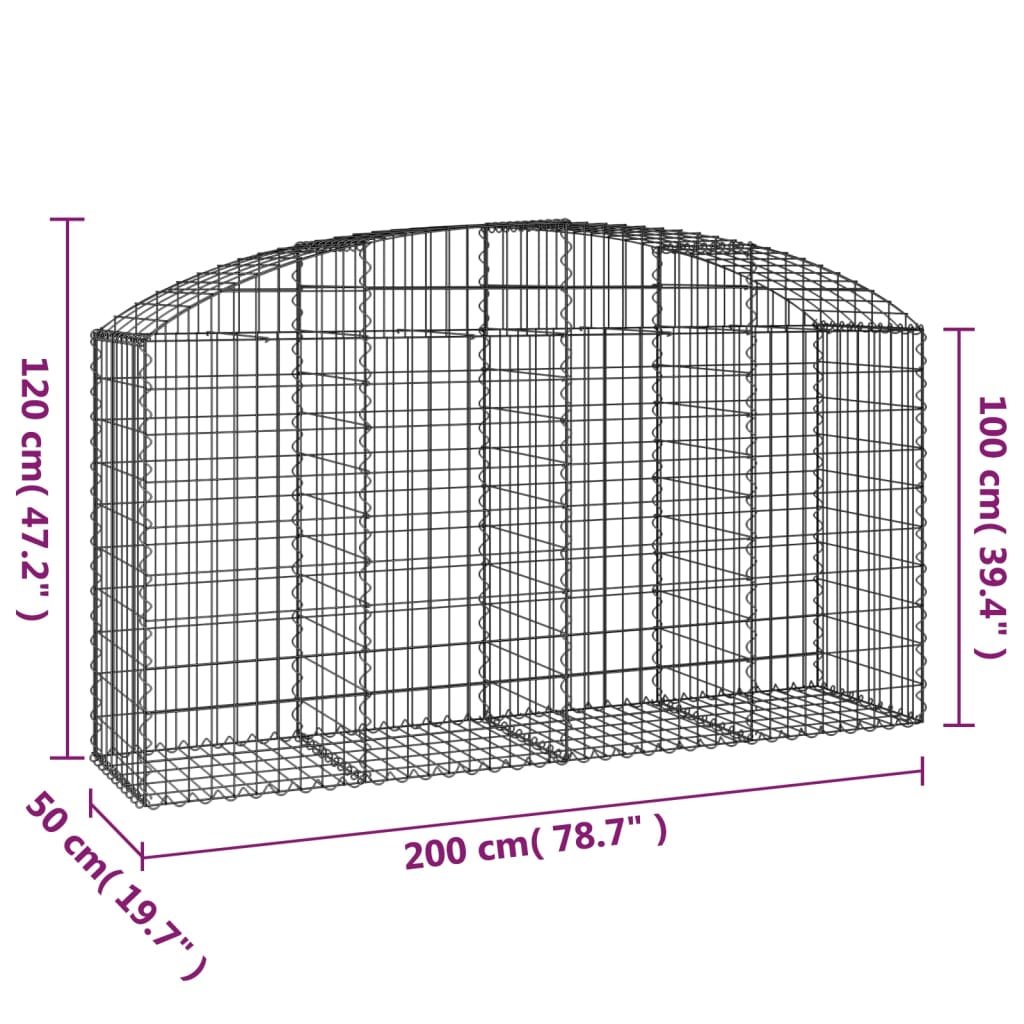 Coș gabion arcuit 200x50x100/120 cm fier galvanizat