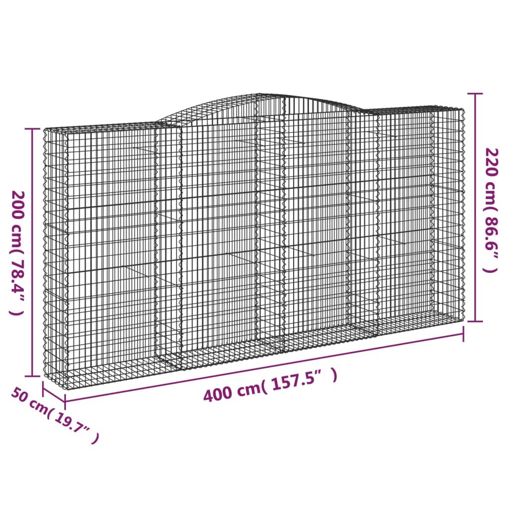 Coș gabion arcuit 400x50x200/220 cm fier galvanizat