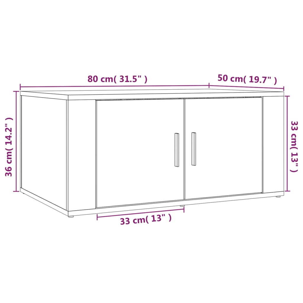 Coffee table, glossy white, 80x50x36 cm, composite wood