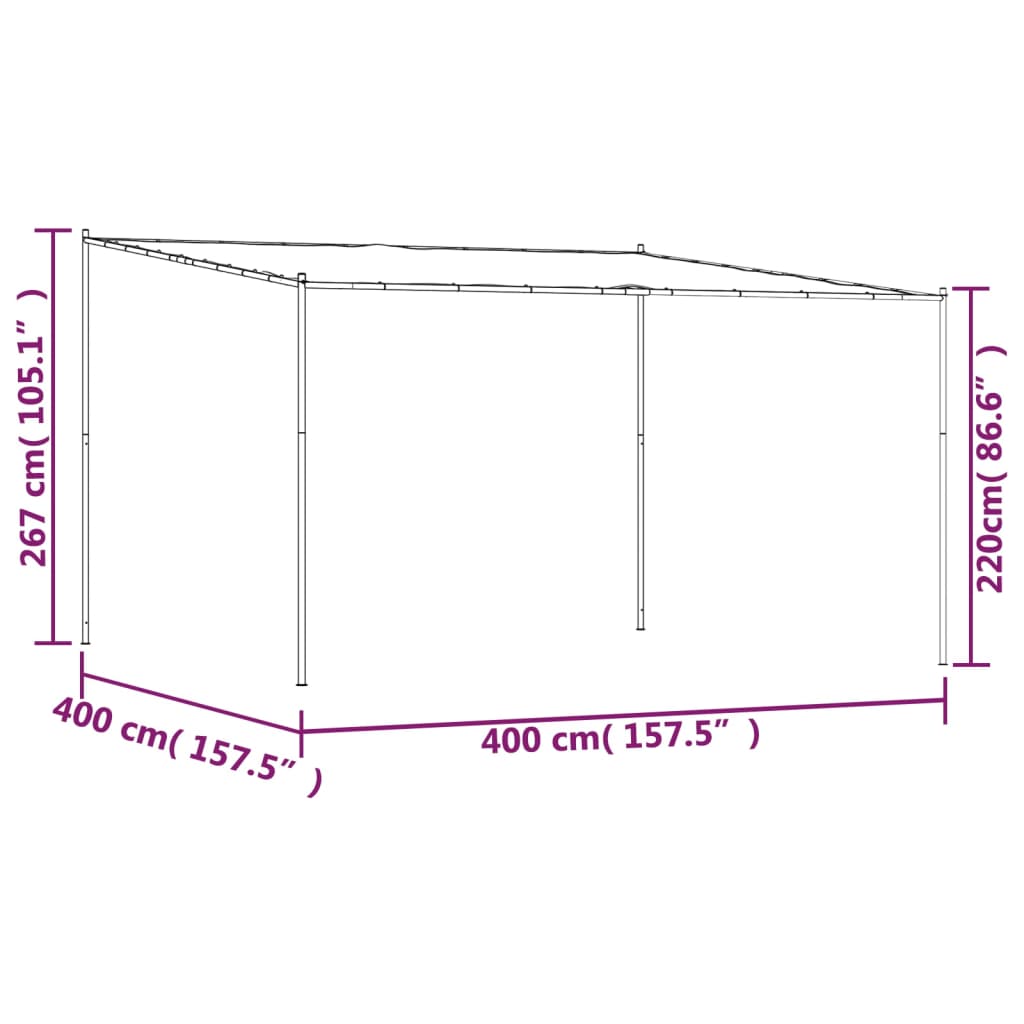 Foișor, bej, 4x4 m, 180 g/m², material textil și oțel