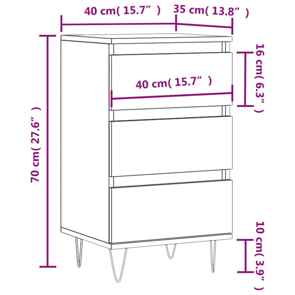 Sideboard, black, 40x35x70 cm, processed wood