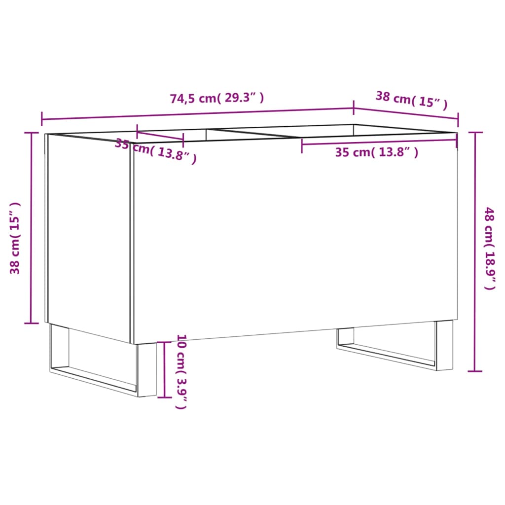 CD cabinet, extra-glossy white 74.5x38x48 cm processed wood
