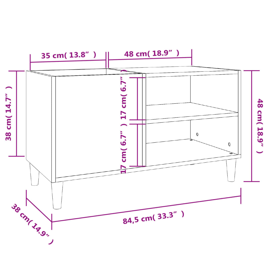 Sonoma gray record cabinet 84.5x38x48 cm processed wood
