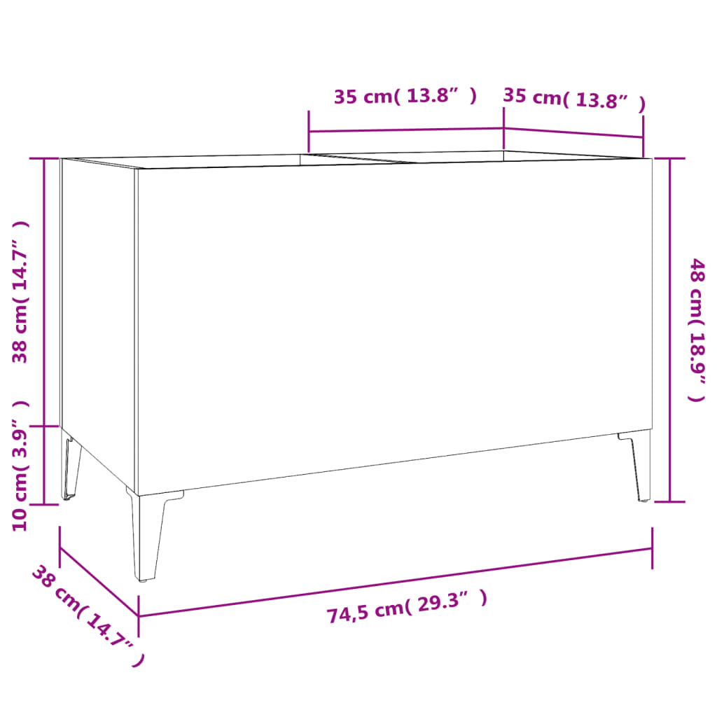 Sonoma gray record cabinet 74.5x38x48 cm processed wood