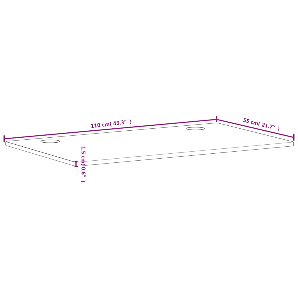 Desk, 110x55x1.5 cm, solid beech wood