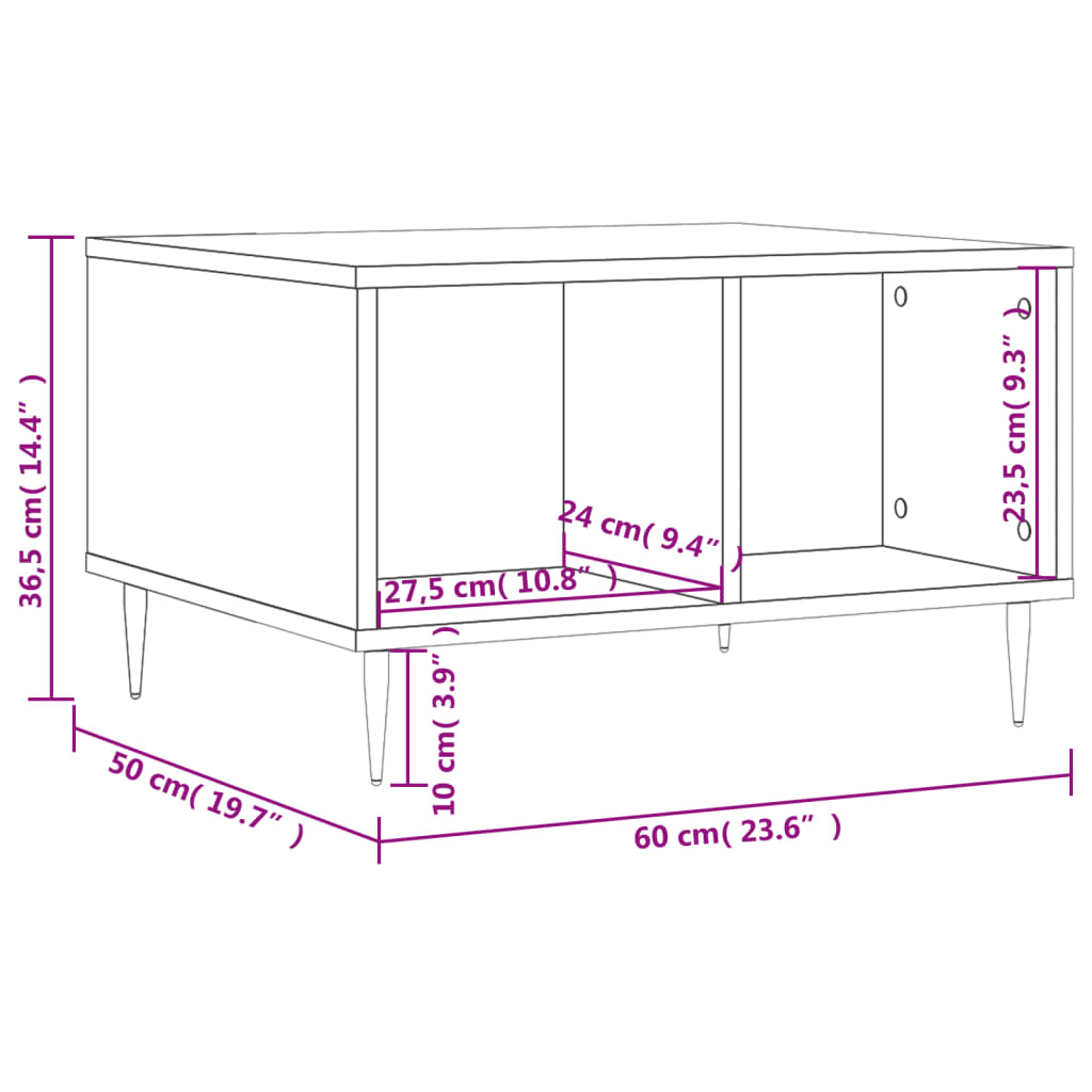 Coffee table, black, 60x50x36.5 cm, composite wood