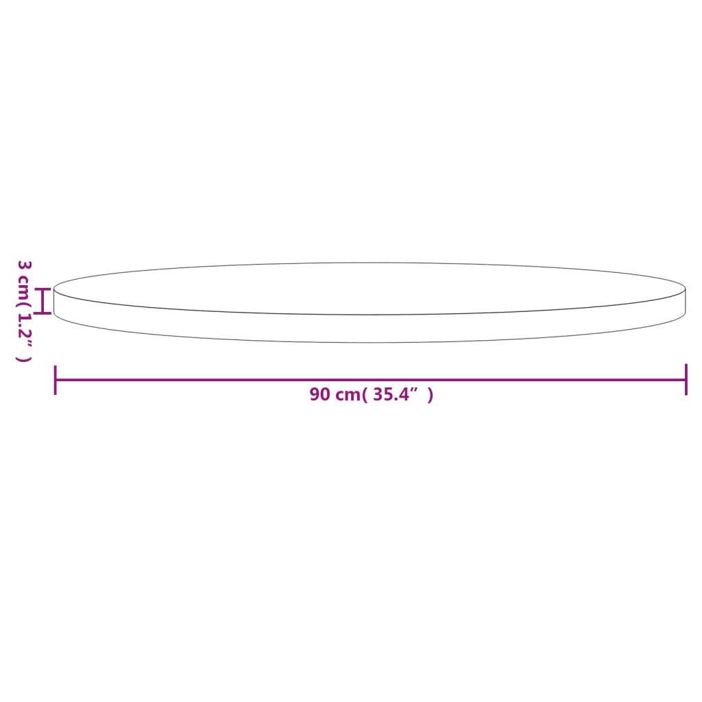 Round table top, white, Ø90x3 cm, solid pine wood