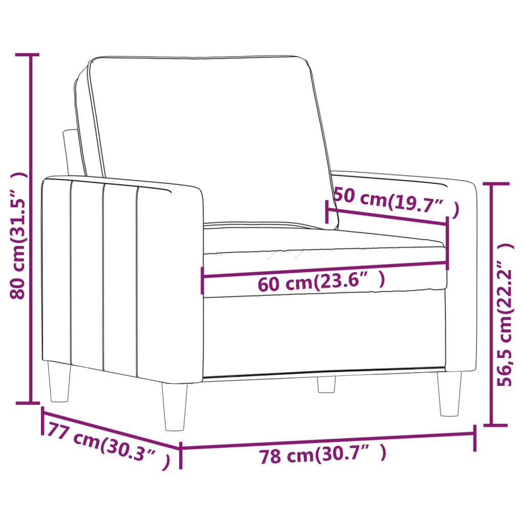 Single sofa, wine red, 60 cm, velvet