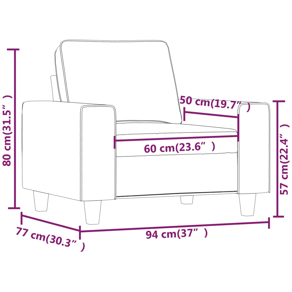 Sofa armchair, light yellow, 60 cm, fabric