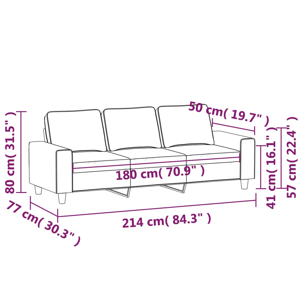 Canapea cu 3 locuri, roșu vin, 180 cm, material textil