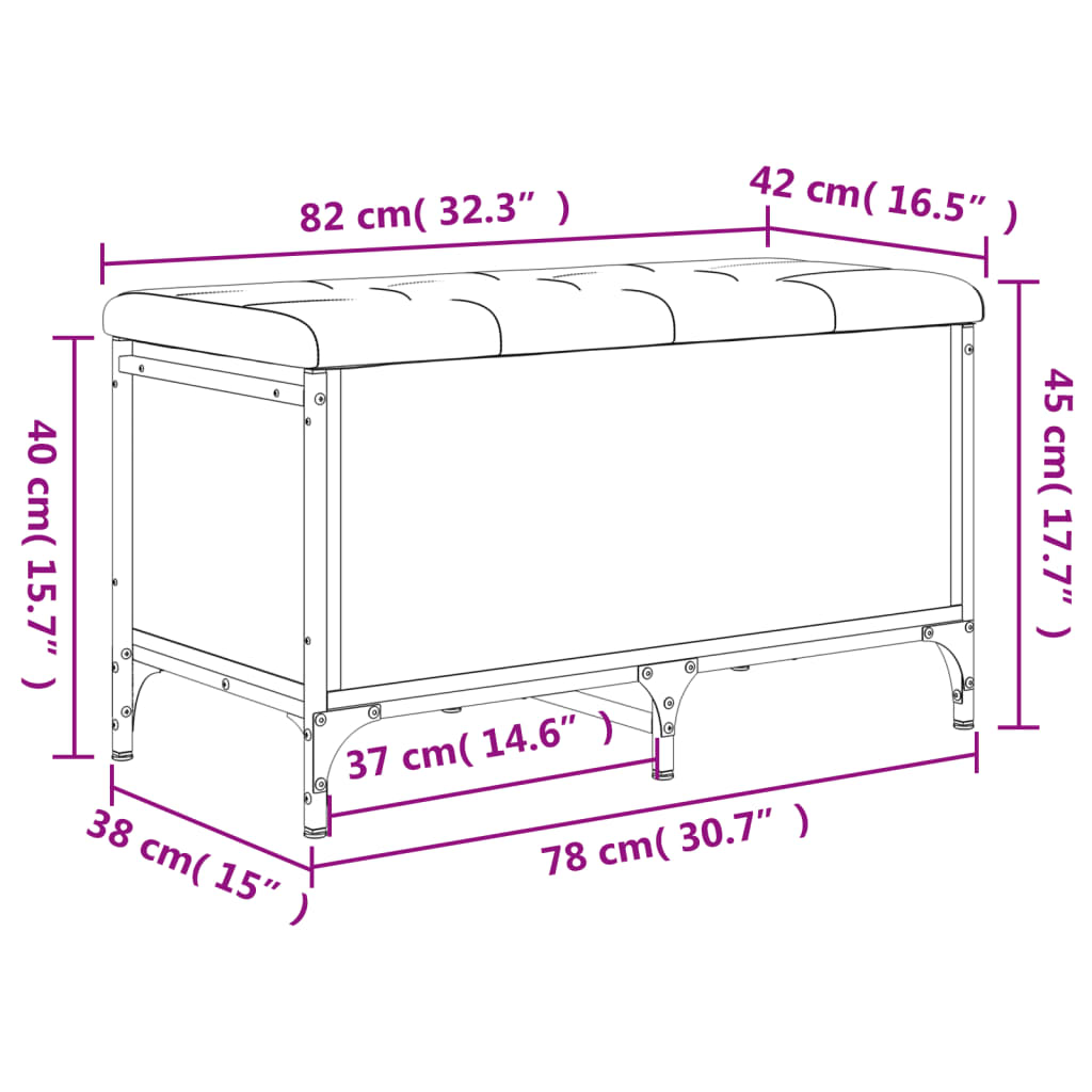 Bancă de depozitare, stejar maro, 82x42x45 cm, lemn prelucrat