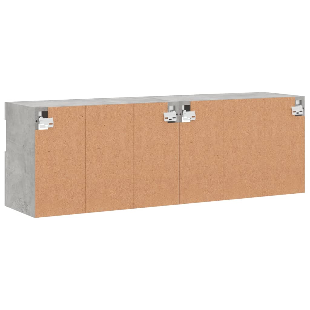 Wall-mounted TV chests with LED lights 2 pcs. concrete gray 60x30x40 cm