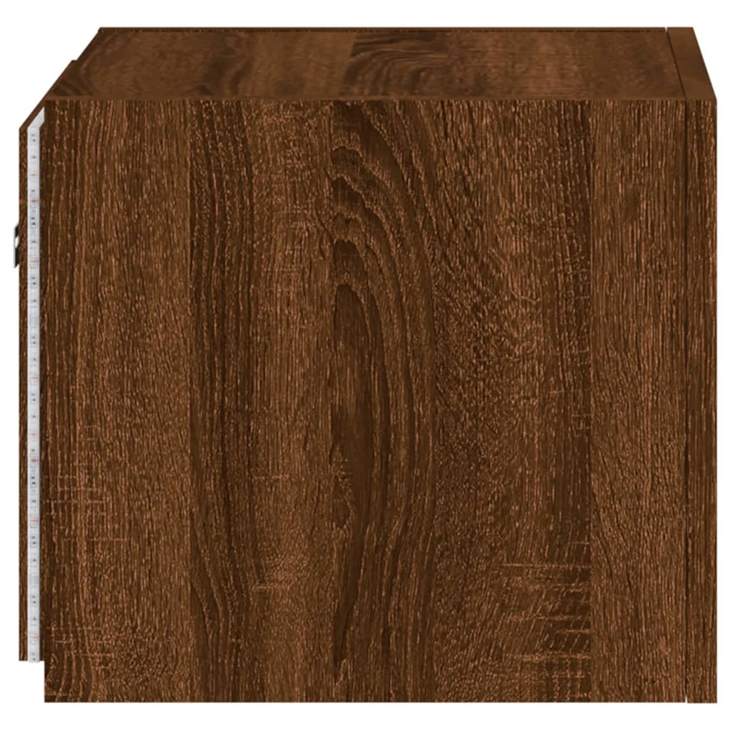 Wall-mounted TV cabinet with LED, 2 pcs. brown oak, 30.5x35x30 cm