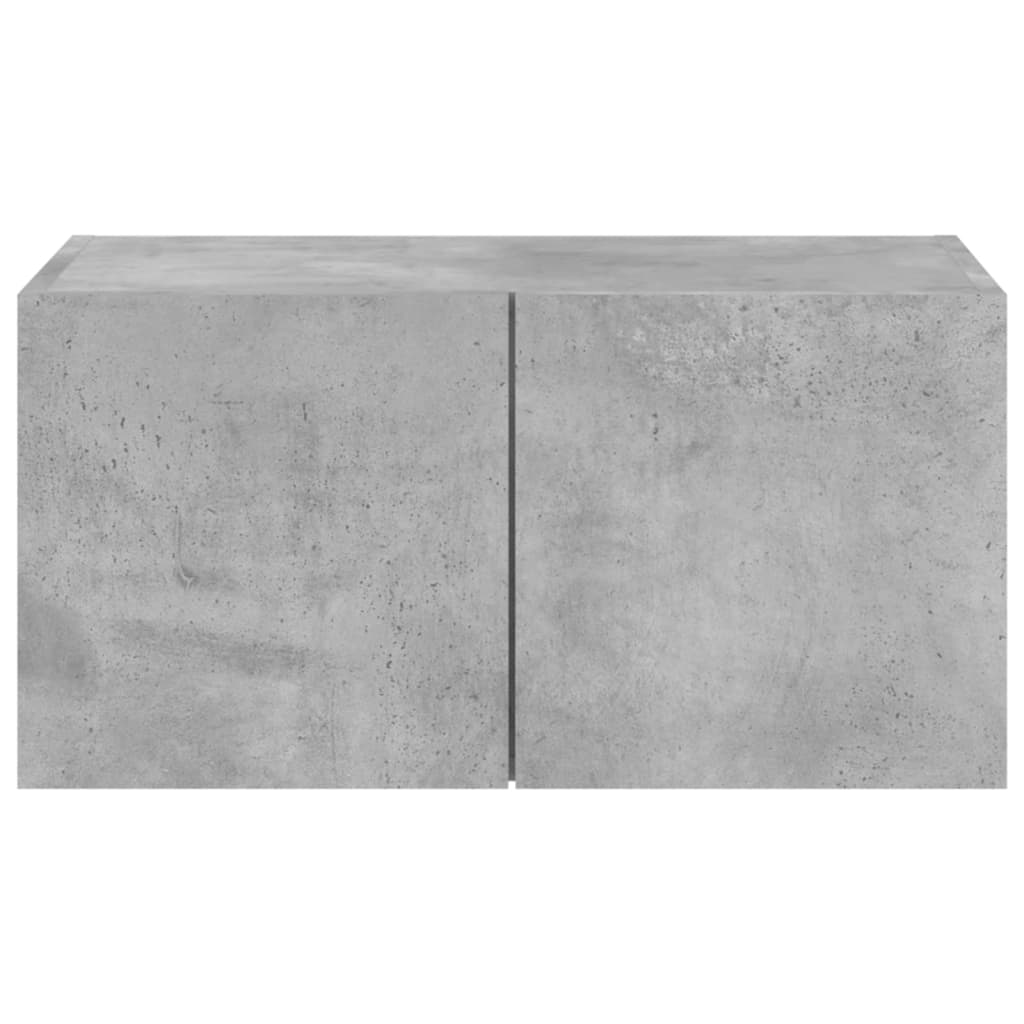 Wall-mounted TV cabinet with LED lights, concrete gray, 60x35x31 cm
