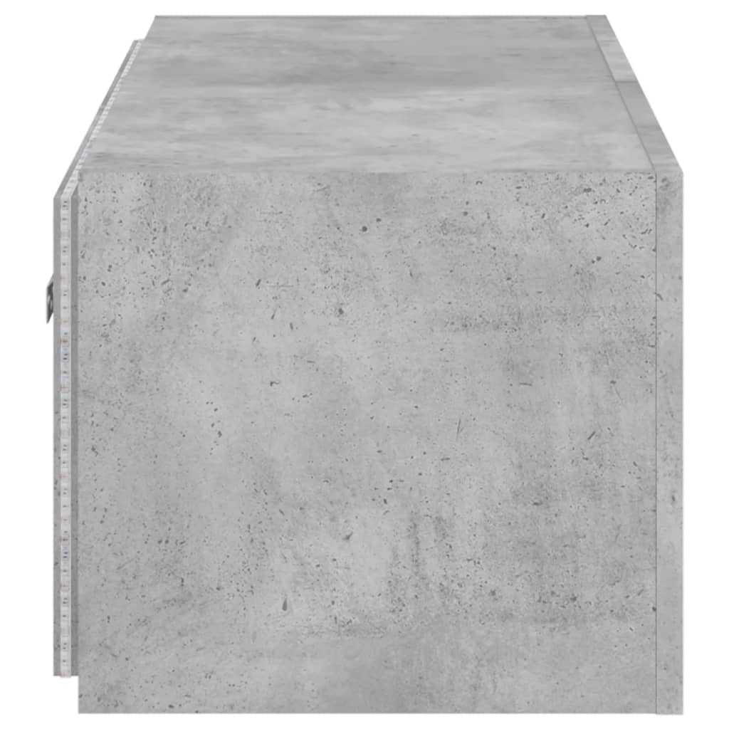 Wall-mounted TV cabinet with LED lights, concrete gray, 80x35x31 cm