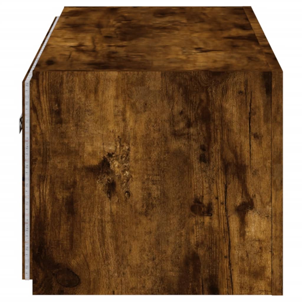 Wall-mounted TV cabinet with LED lights, smoky oak, 80x35x31 cm