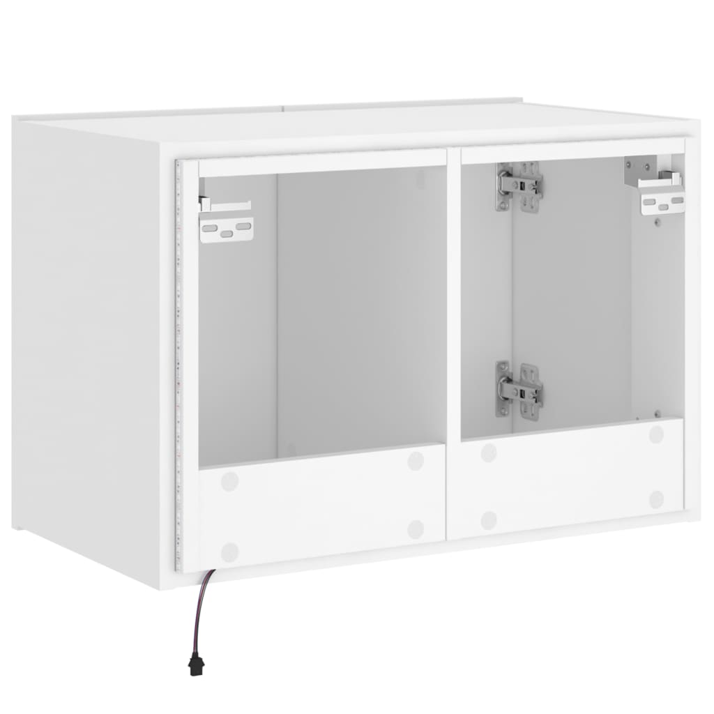 Comodă TV de perete cu lumini LED, alb, 60x35x41 cm