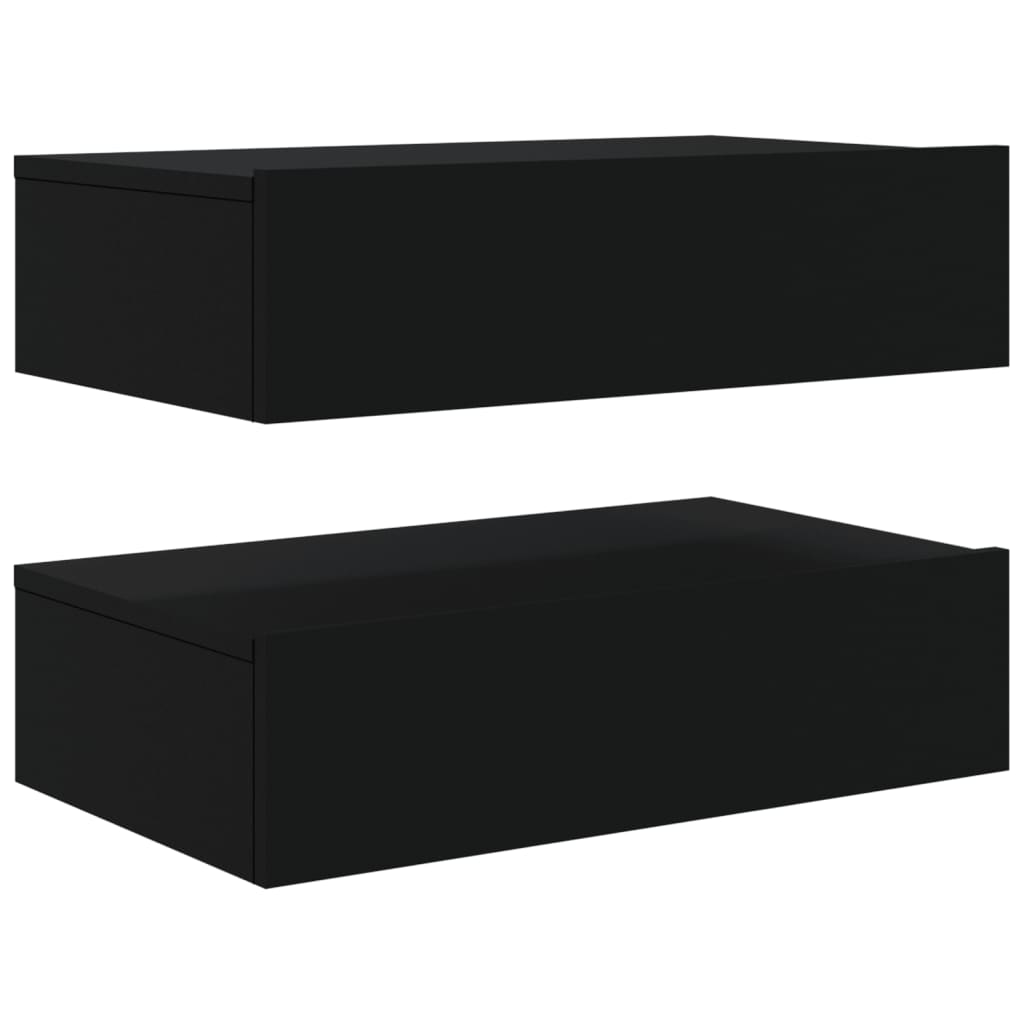 TV cabinets with LED lights, 2 pcs., black, 60x35x15.5 cm