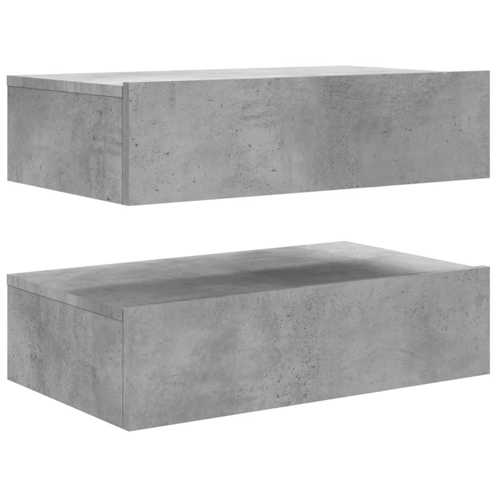 Comode TV cu lumini LED, 2 buc., gri beton, 60x35x15,5 cm