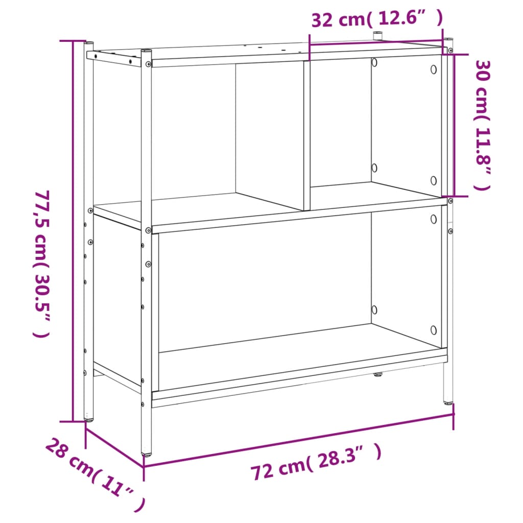 Bibliotecă, stejar fumuriu, 72x28x77,5 cm, lemn prelucrat