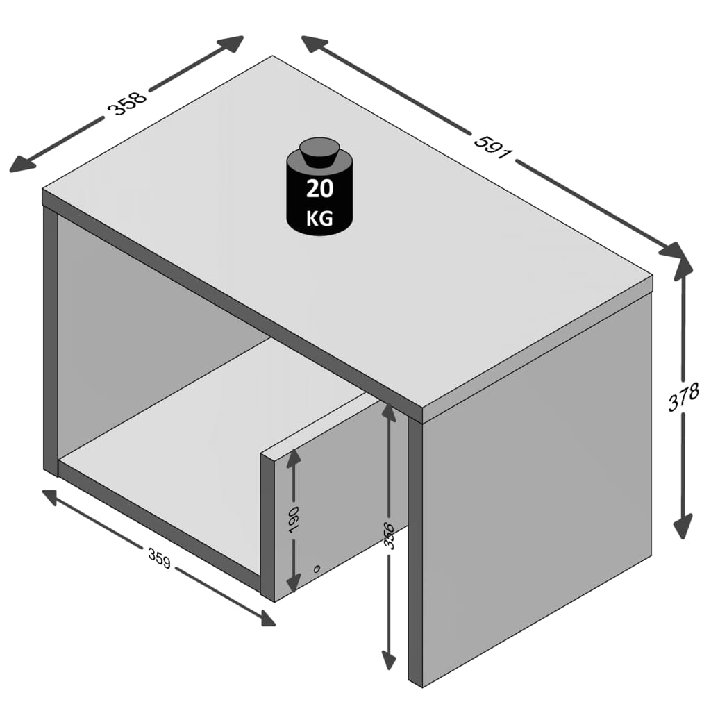 FMD Masă de cafea 2-în-1, 59,1 x 35,8 x 37,8 cm, alb