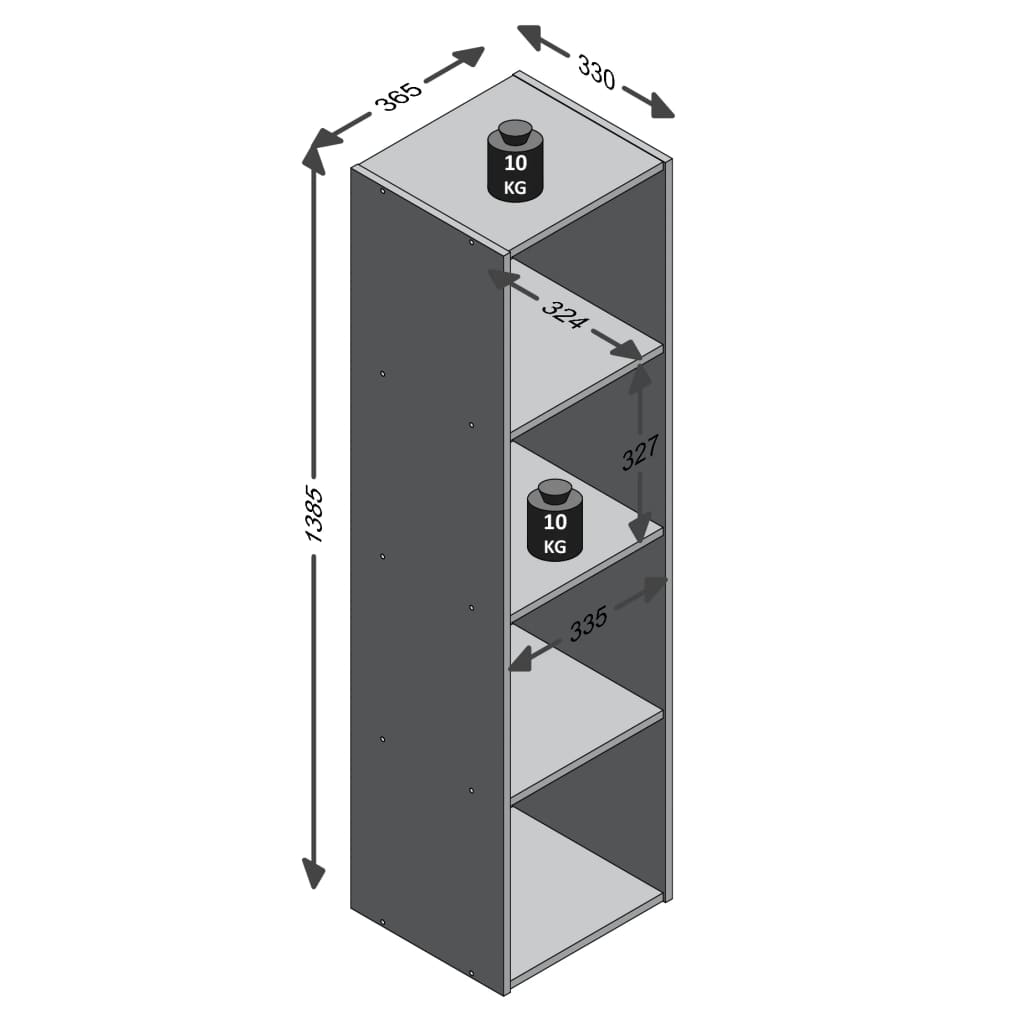 FMD Raft vertical cu 4 compartimente, alb