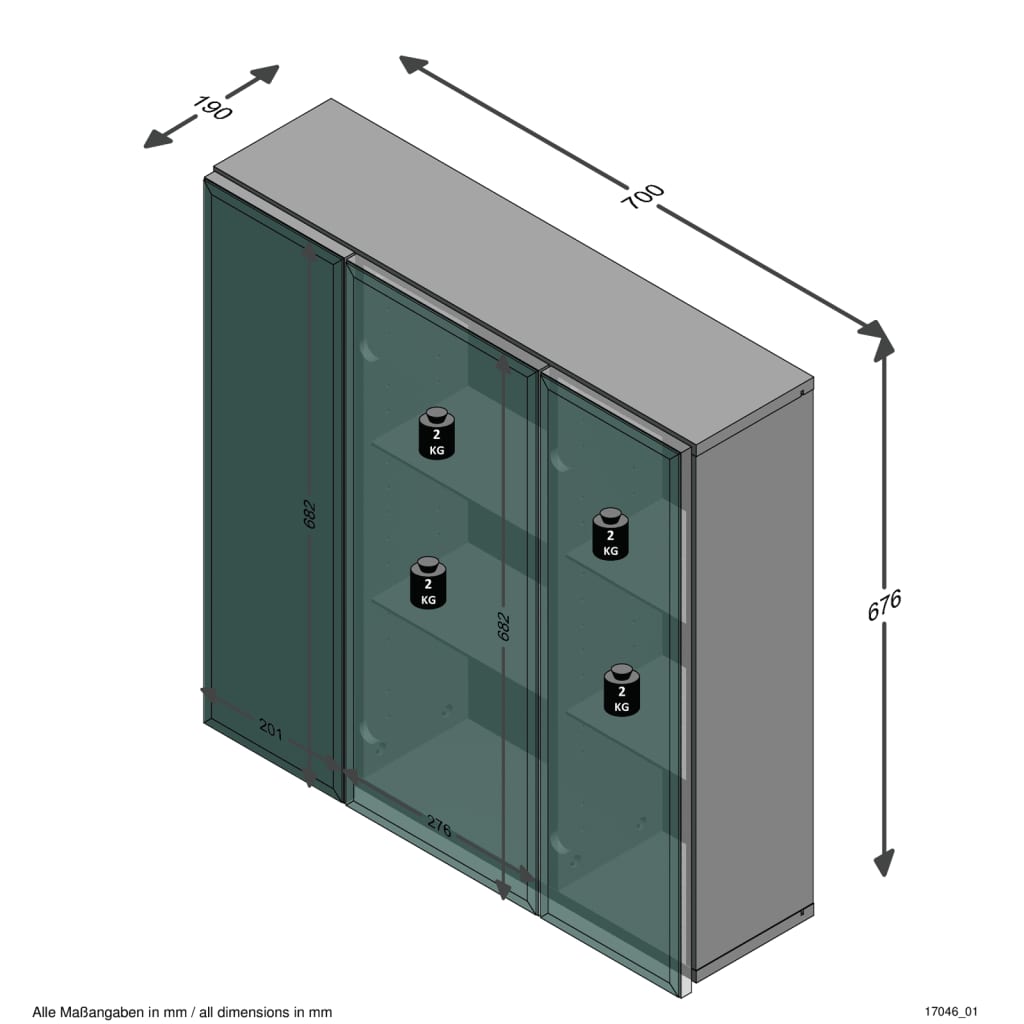 FMD Dulap de baie cu oglindă, alb, 70x19x67,6 cm