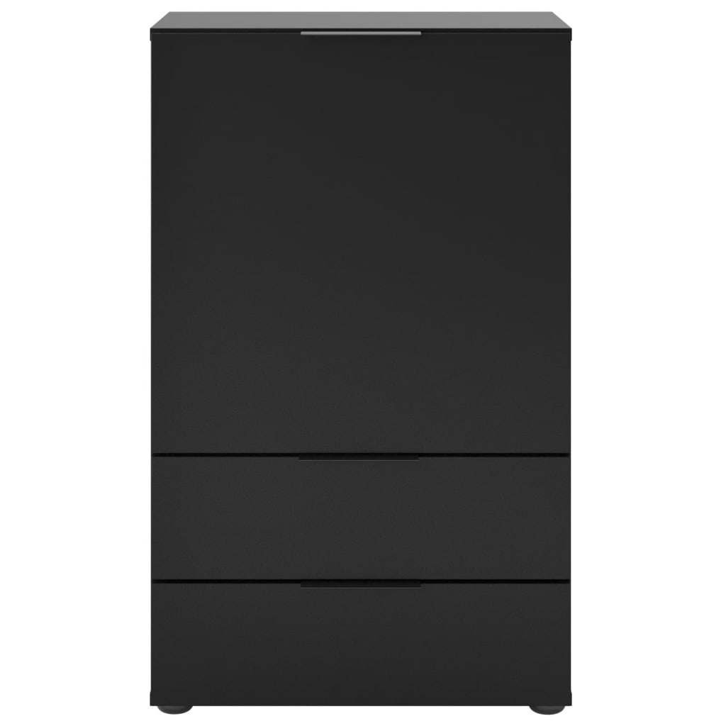 FMD Comodă cu sertar și uși, negru, 49,7x31,7x81,3 cm