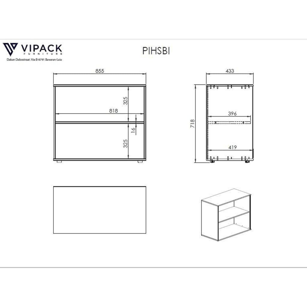 Vipack Bibliotecă „Pino” cu 2 niveluri, alb, lemn