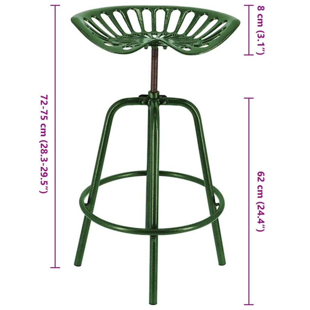 Esschert Design Scaun de bar tip tractor, verde